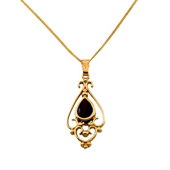 9ct gold Garnet Pendant with chain